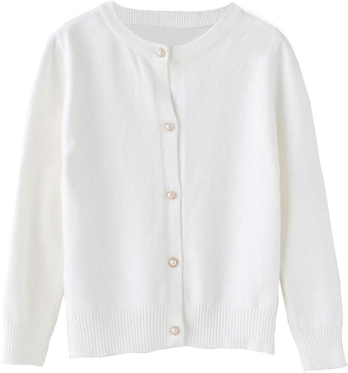 Girls Cardigan Sweater School Uniforms Button Long Sleeve Knit Tops