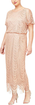 Women'S Metallic Crochet Dress with Fringe Hemline