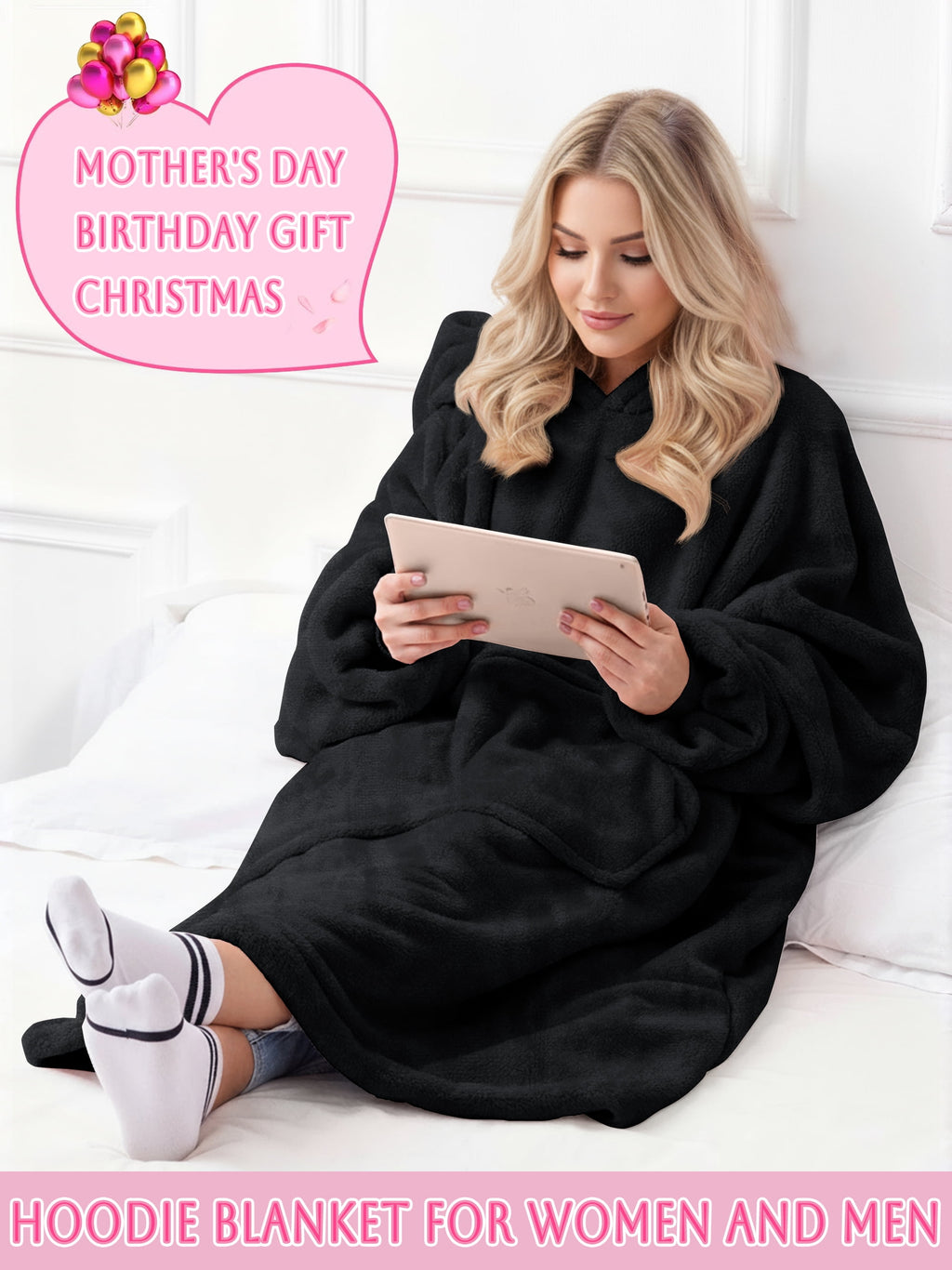 Wearable Blanket Hoodie Sweatshirt for Women and Men, Warm and Cozy Blanket Hoodie, Flannel Blanket with Sleeves and Giant Pocket